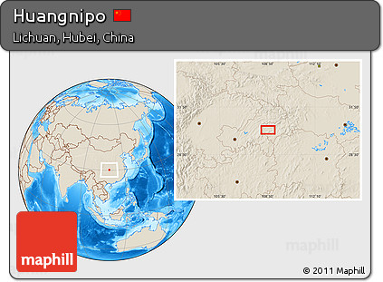 Shaded Relief Location Map of Huangnipo