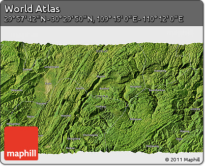 Satellite 3D Map of the Area around 30° 13' 46" N, 109° 43' 29" E