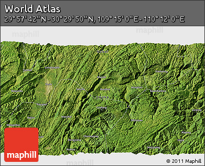 Satellite 3D Map of the Area around 30° 13' 46" N, 109° 43' 29" E