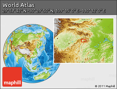 Physical Location Map of the Area around 30° 13' 46" N, 109° 43' 29" E