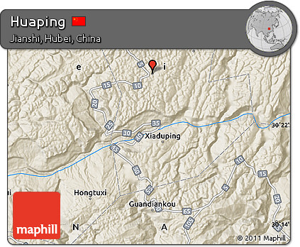 Shaded Relief Map of Huaping