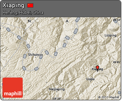 Shaded Relief Map of Xiaping