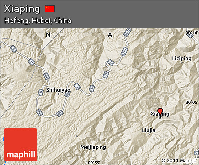 Shaded Relief Map of Xiaping
