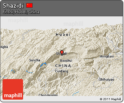 Shaded Relief Panoramic Map of Shazidi
