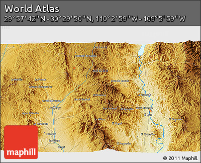 Physical 3D Map of the Area around 30° 13' 46" N, 109° 34' 29" W