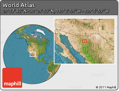 Satellite Location Map of the Area around 30° 13' 46" N, 109° 34' 29" W