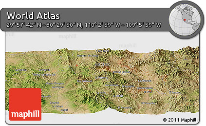 Satellite Panoramic Map of the Area around 30° 13' 46" N, 109° 34' 29" W