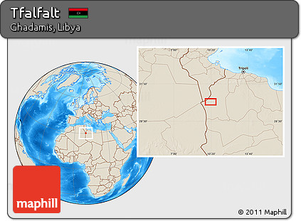 Shaded Relief Location Map of Tfalfalt