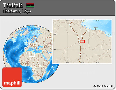 Shaded Relief Location Map of Tfalfalt