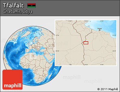 Shaded Relief Location Map of Tfalfalt