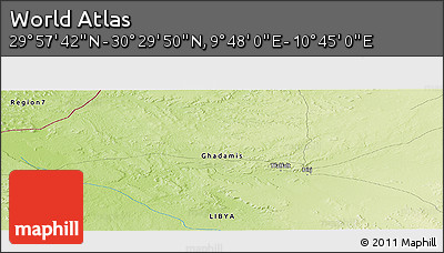 Physical Panoramic Map of the Area around 30° 13' 46" N, 10° 16' 30" E