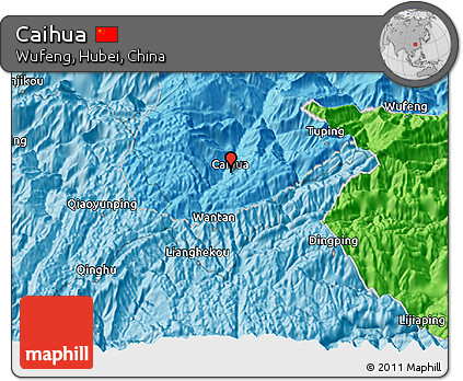 Political 3D Map of Caihua