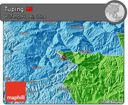 Political 3D Map of Tuping