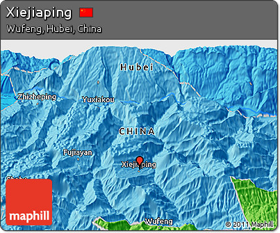 Political 3D Map of Xiejiaping