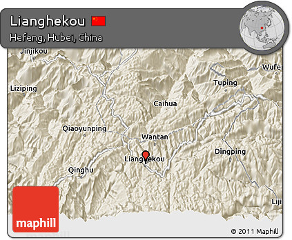 Shaded Relief 3D Map of Lianghekou