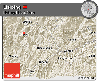 Shaded Relief 3D Map of Liziping