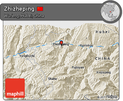 Shaded Relief 3D Map of Zhizheping