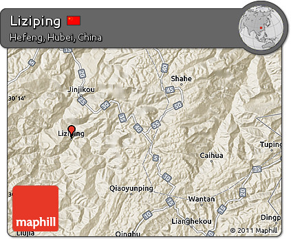 Shaded Relief Map of Liziping