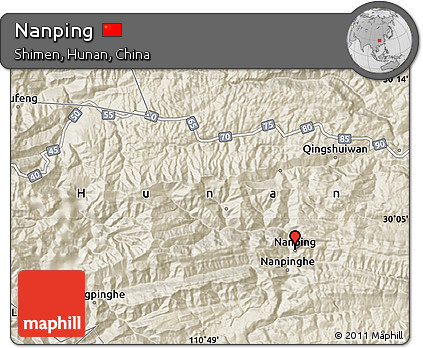 Shaded Relief Map of Nanping
