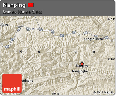 Shaded Relief Map of Nanping