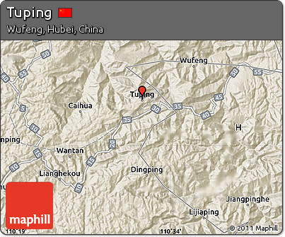 Shaded Relief Map of Tuping