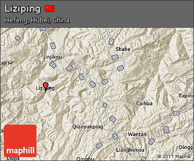 Shaded Relief Map of Liziping