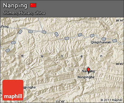Shaded Relief Map of Nanping
