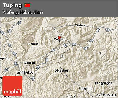 Shaded Relief Map of Tuping
