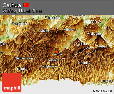 Physical Panoramic Map of Caihua