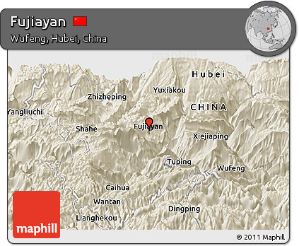Shaded Relief Panoramic Map of Fujiayan