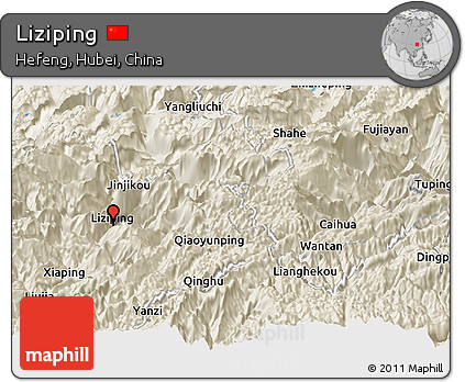 Shaded Relief Panoramic Map of Liziping