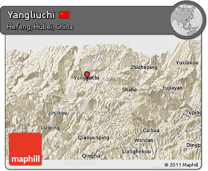 Shaded Relief Panoramic Map of Yangliuchi