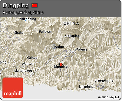 Shaded Relief Panoramic Map of Dingping