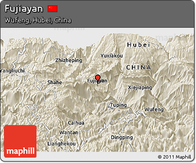 Shaded Relief Panoramic Map of Fujiayan