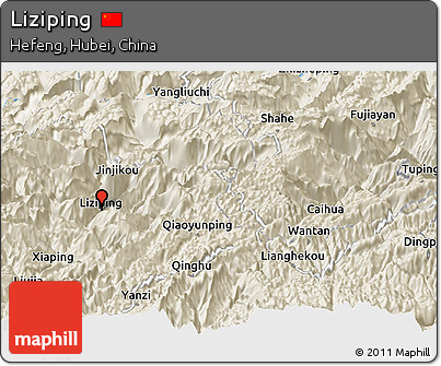 Shaded Relief Panoramic Map of Liziping