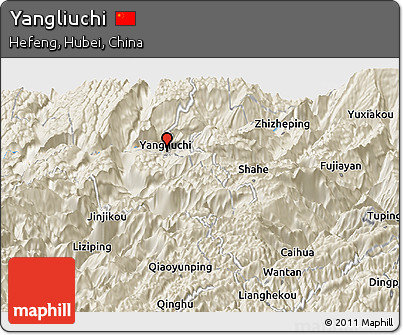 Shaded Relief Panoramic Map of Yangliuchi