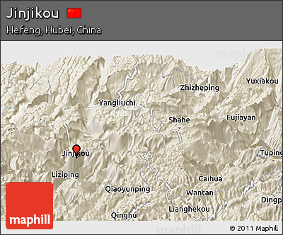 Shaded Relief Panoramic Map of Jinjikou