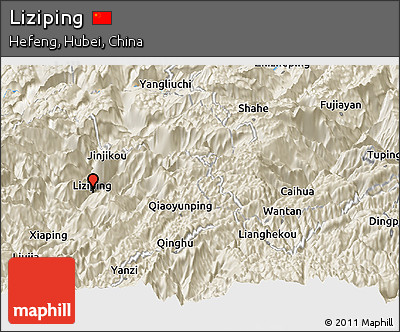 Shaded Relief Panoramic Map of Liziping