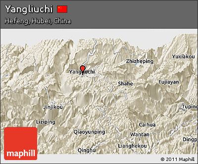 Shaded Relief Panoramic Map of Yangliuchi