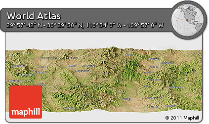 Satellite Panoramic Map of the Area around 30° 13' 46" N, 110° 25' 30" W
