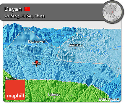 Political 3D Map of Dayan