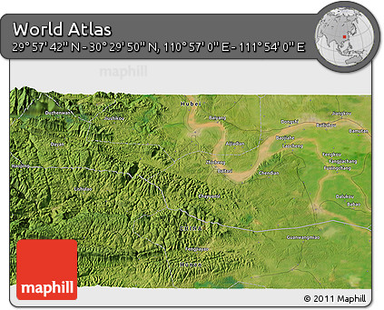 Satellite 3D Map of the Area around 30° 13' 46" N, 111° 25' 30" E
