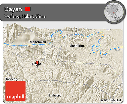 Shaded Relief 3D Map of Dayan