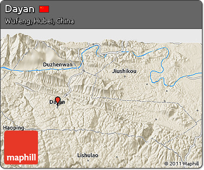Shaded Relief 3D Map of Dayan