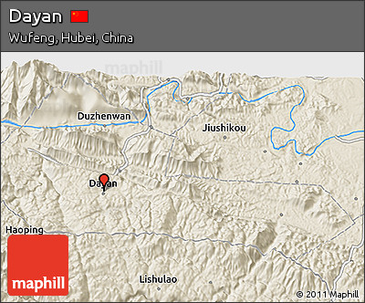 Shaded Relief 3D Map of Dayan
