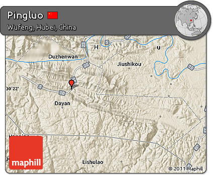 Shaded Relief Map of Pingluo