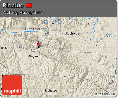 Shaded Relief Map of Pingluo