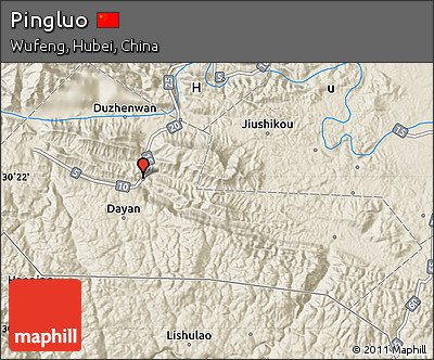 Shaded Relief Map of Pingluo