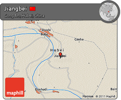 Shaded Relief 3D Map of Jiangbei