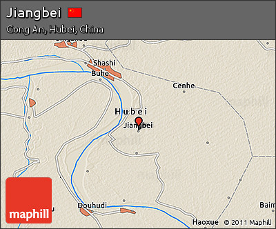 Shaded Relief 3D Map of Jiangbei